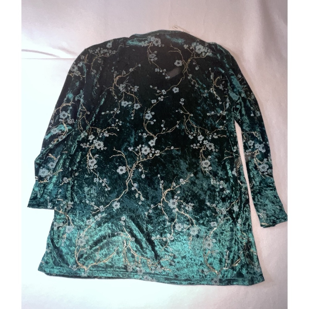 TR Bently Floral Blouse & Pant Set Emerald Green Crushed Velvet Size Large New - Picture 11 of 16